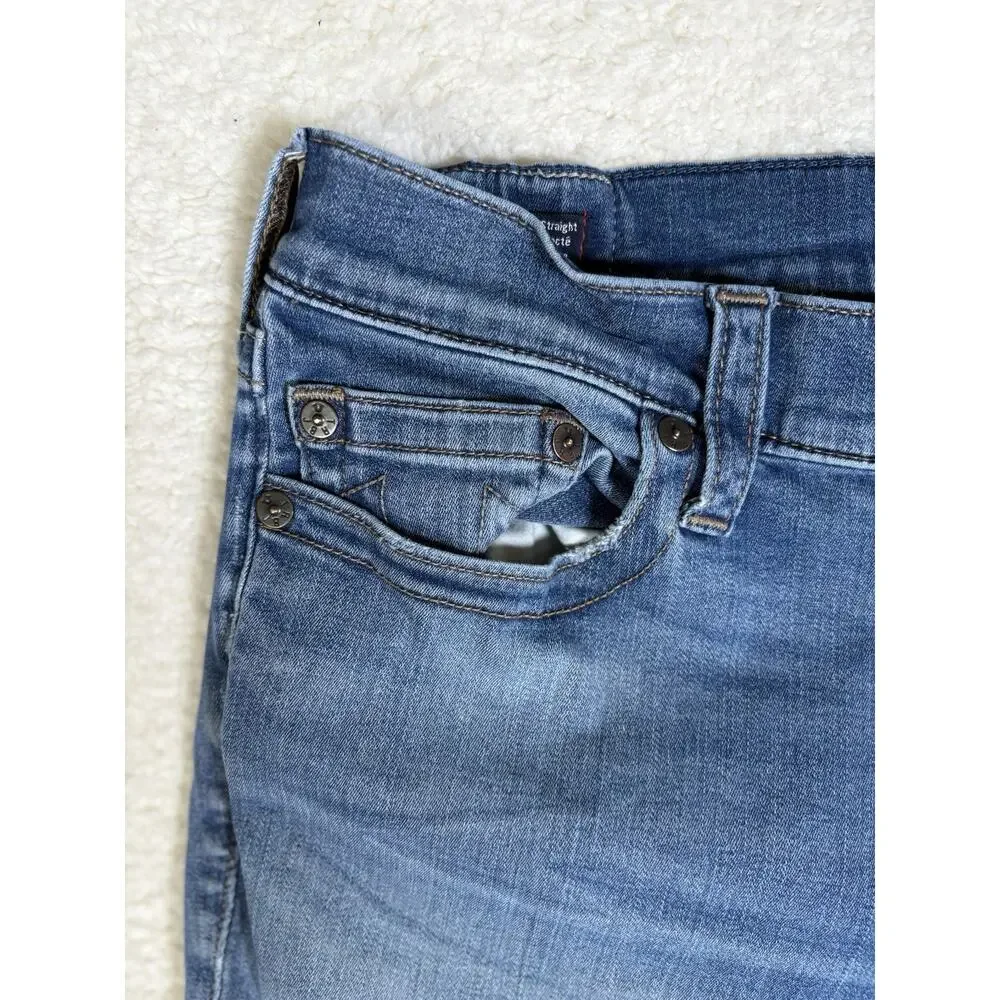 True Religion Ricky Jeans Mens 34x33 Blue Relaxed Fit Straight Leg Pocket READ